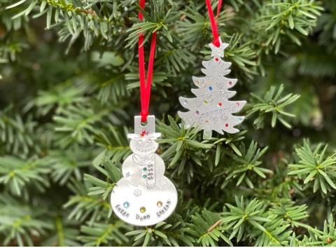 Metal stamped ornaments.