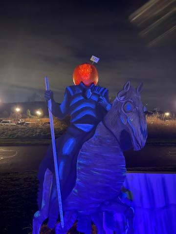 Pumpkin carving featuring Night King from Game of Thrones. 
