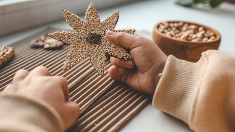 Flower made out of seeds for a sensory activity. 