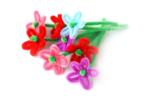 Pipe cleaner flowers.