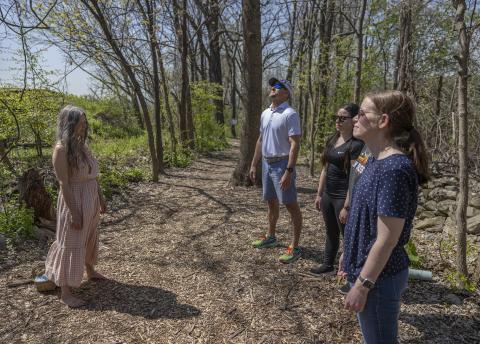 Group of four forest bathing at Crystal Springs Resort