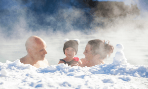 Snow pool family.