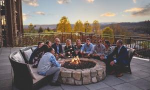 Marshmallow roasting on Fire & Water Terrace. 