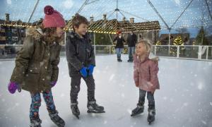 Children Glice Skating Together during family vacation in NJ
