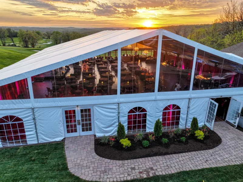 Big Sky Pavilion at sunset.