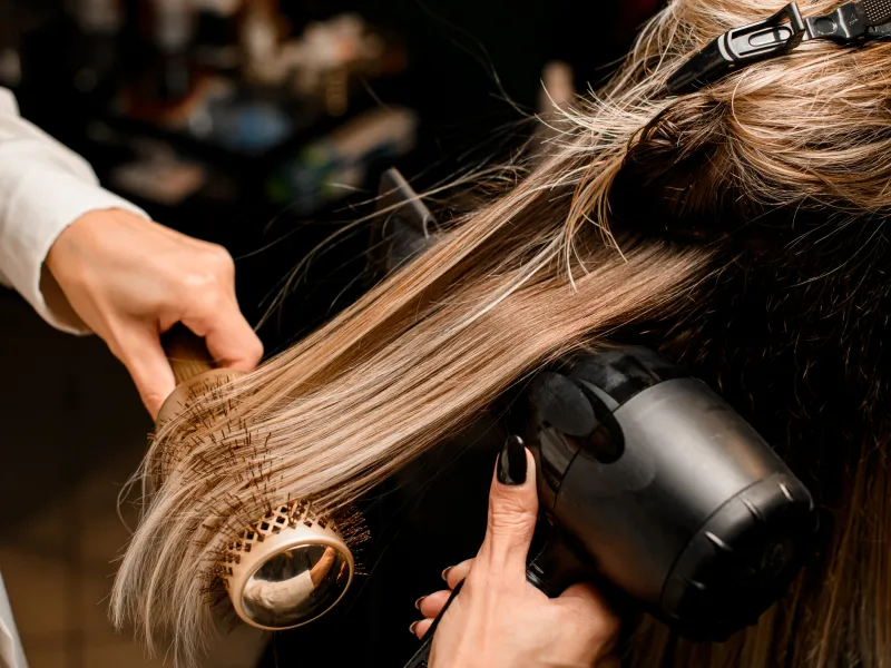 Blowout service at salon.