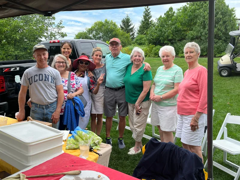 Family standing together. 
