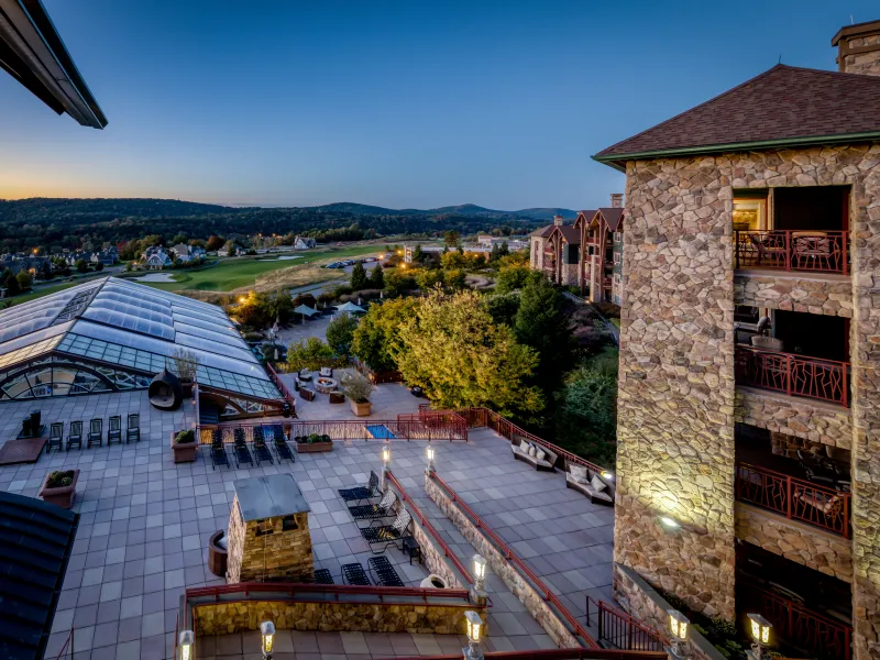 Balcony view from Grand Cascades Lodge
