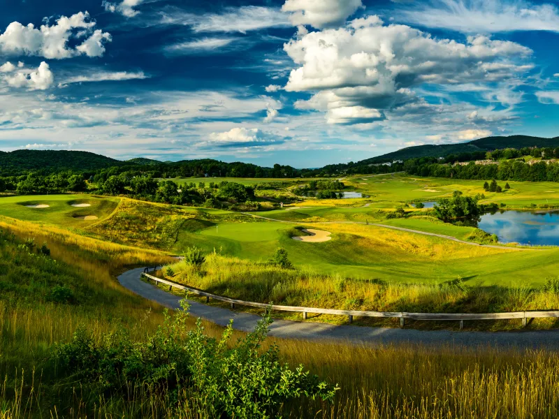 Panoramic view of Wild Turkey golf course at Crystal Springs Resort