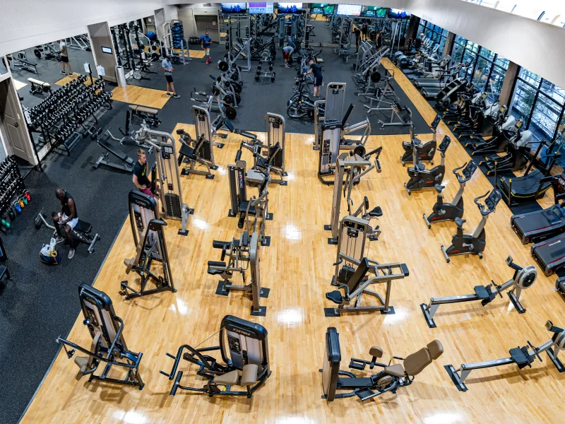 Minerals Sports Club gym floor from above.