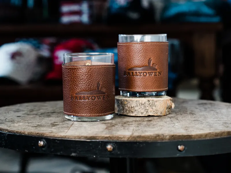 Ballyowen branded whiskey glasses